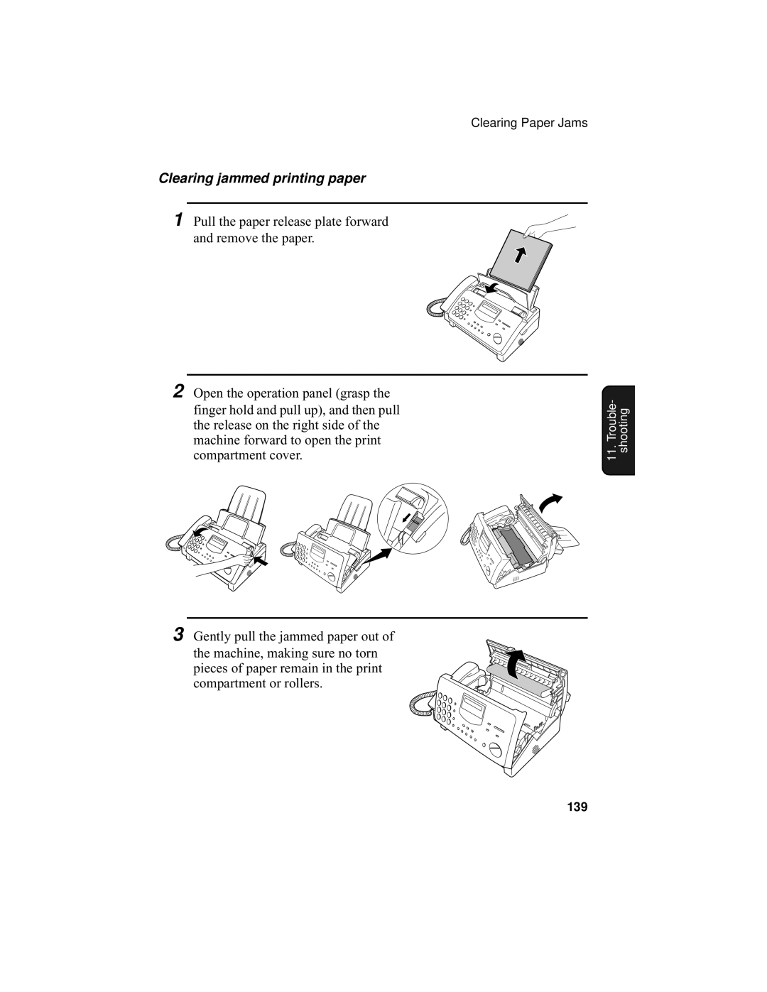 Sharp UX-355L operation manual Clearing jammed printing paper 