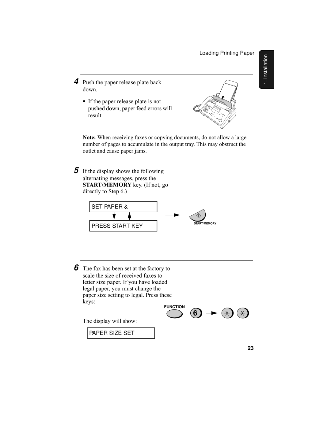 Sharp UX-355L operation manual Press Start KEY 