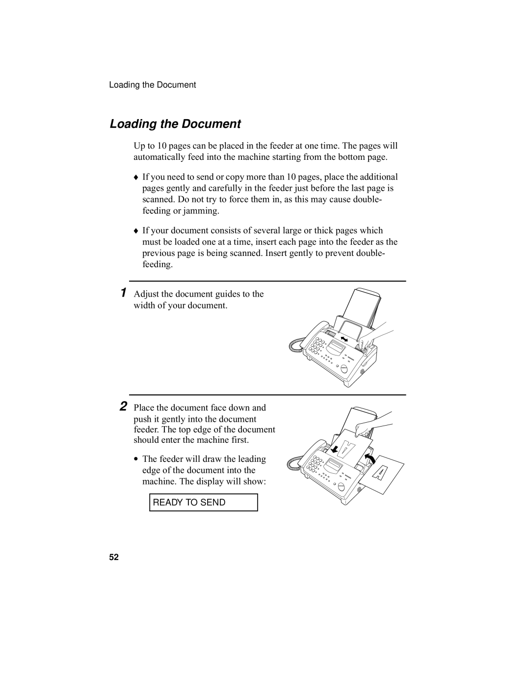 Sharp UX-355L operation manual Loading the Document 