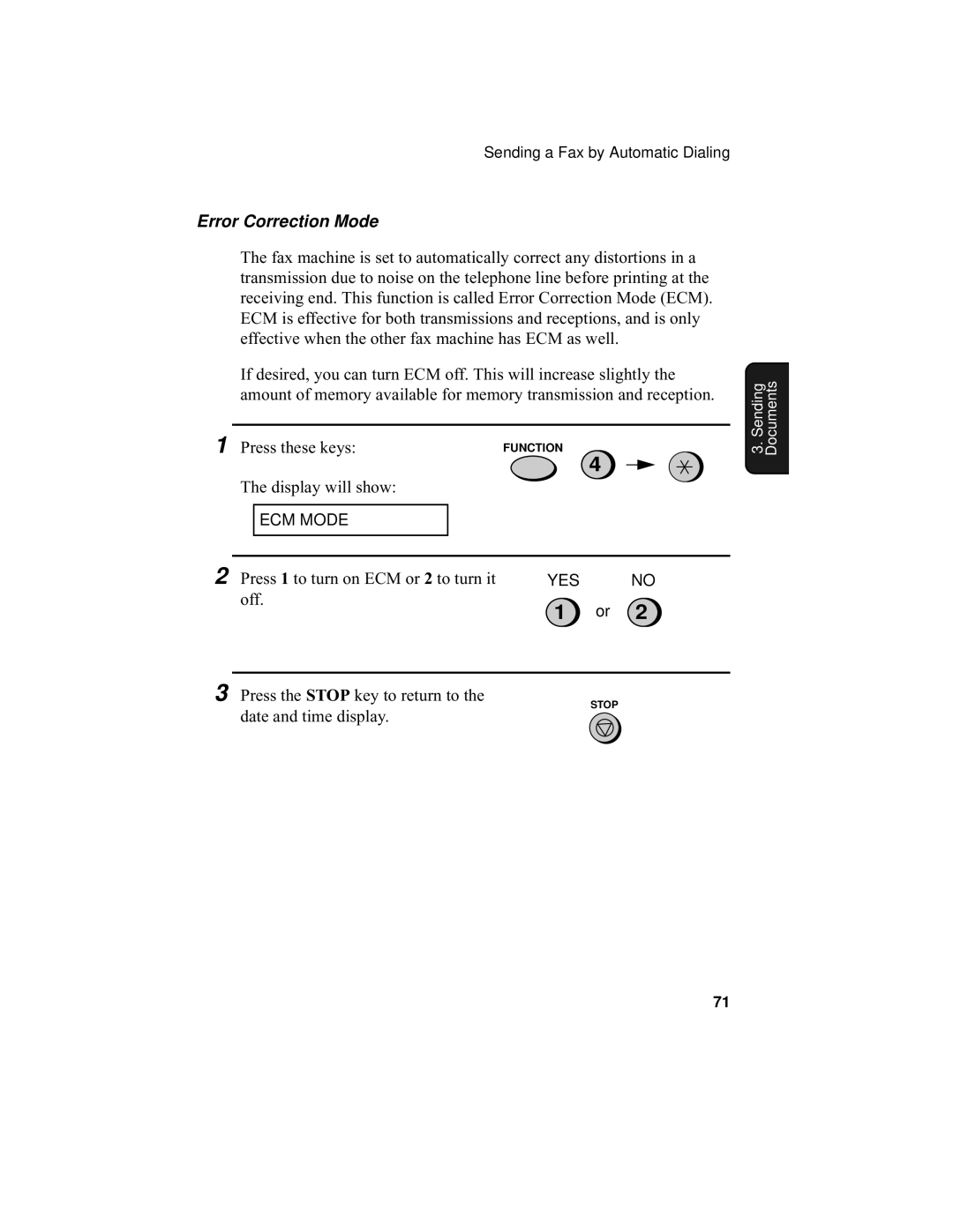 Sharp UX-355L operation manual Error Correction Mode 