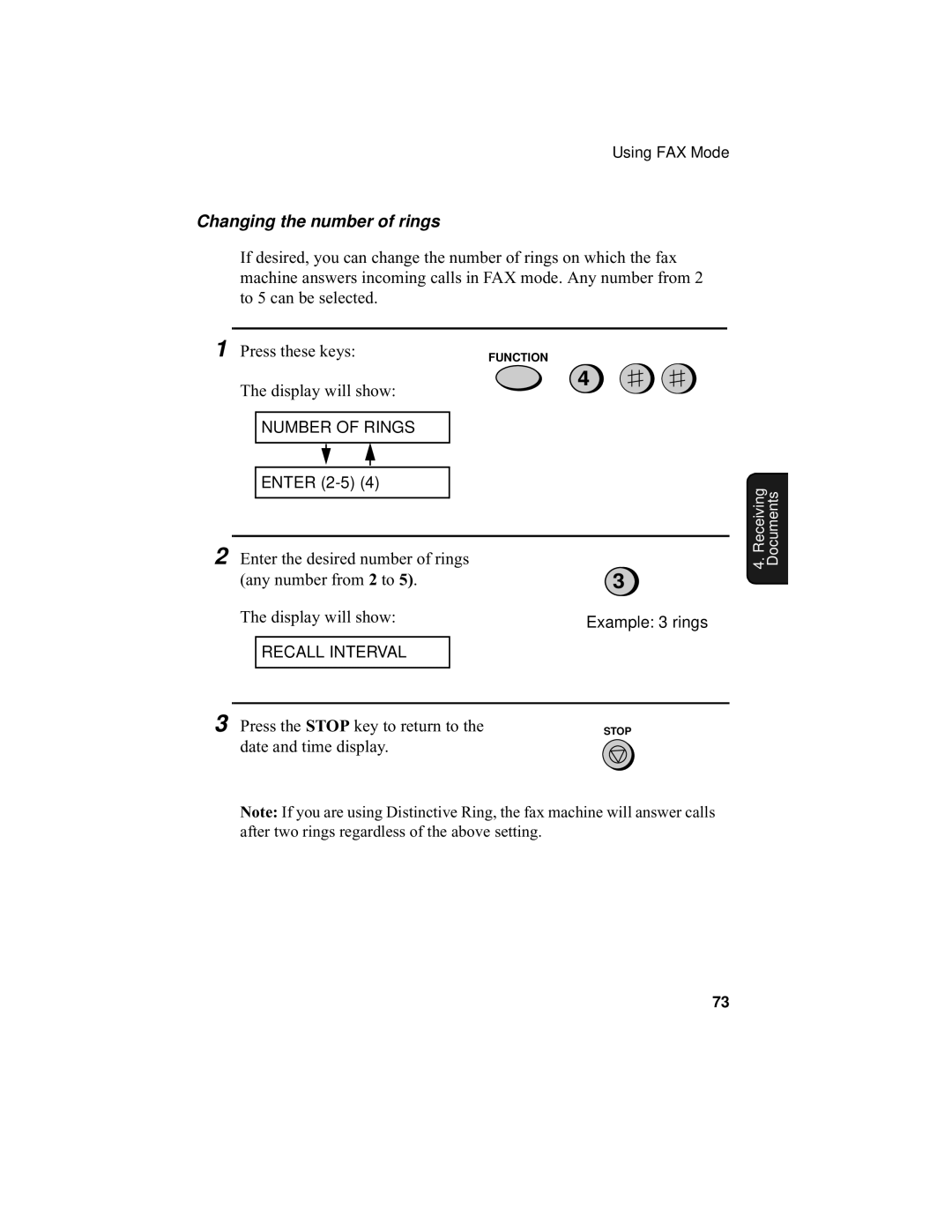 Sharp UX-355L operation manual Changing the number of rings 