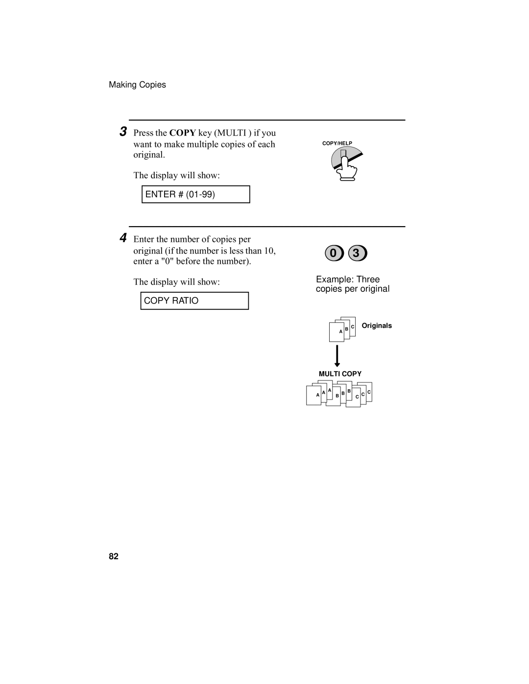 Sharp UX-355L operation manual Original Display will show 