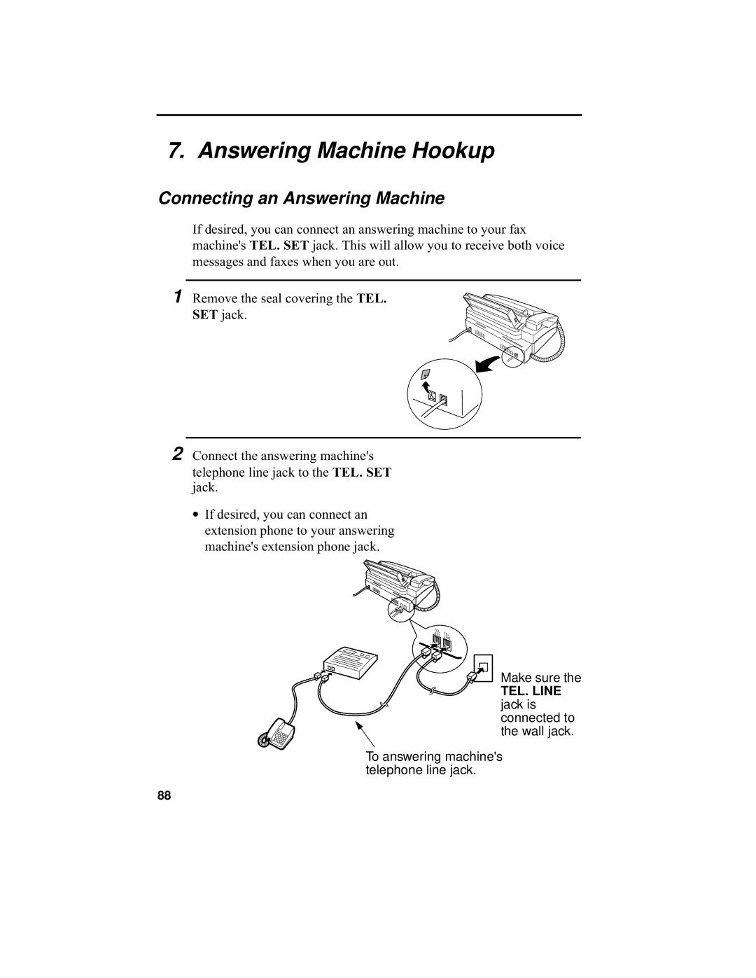 Sharp UX-355L operation manual Answering Machine Hookup, Connecting an Answering Machine 