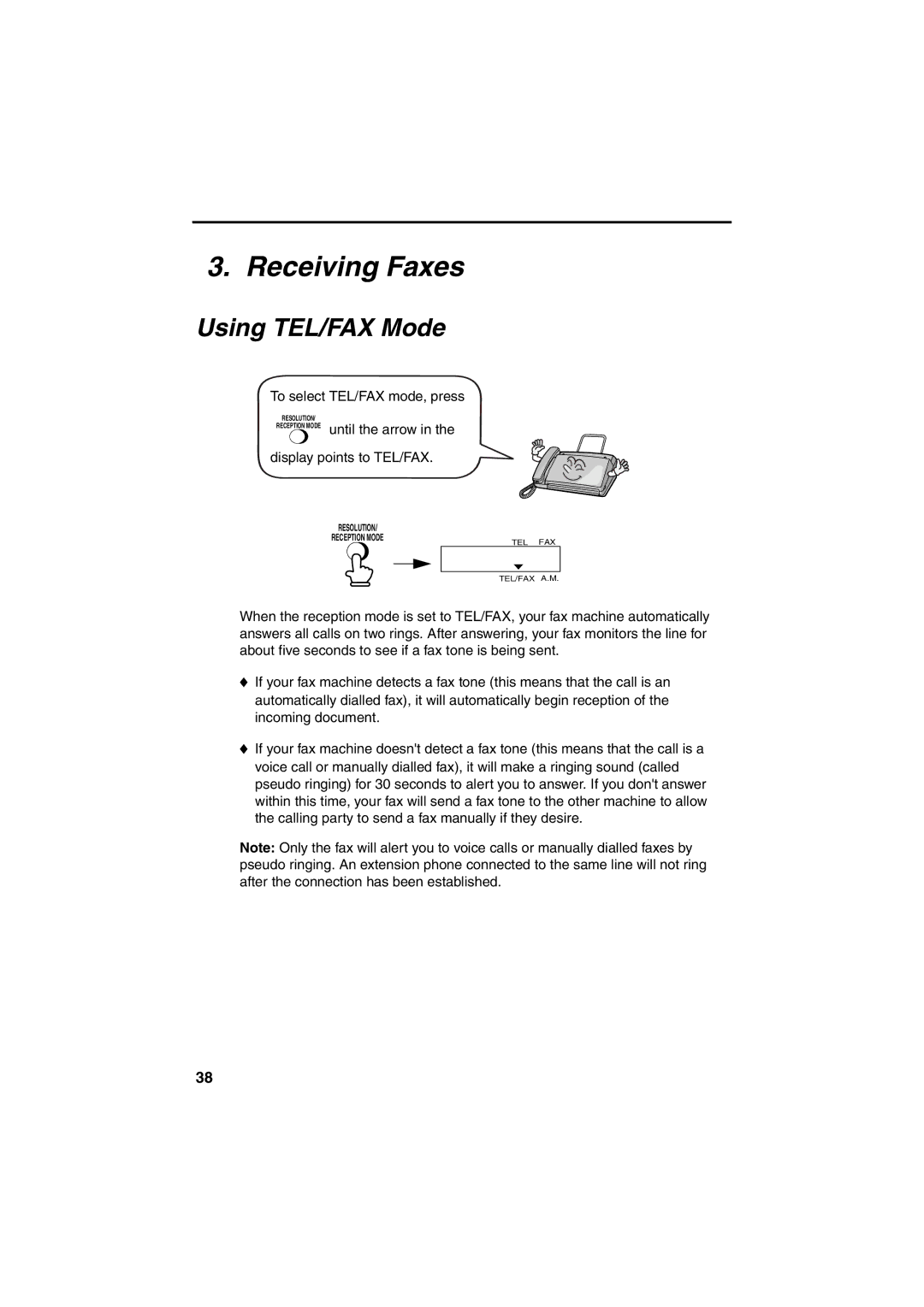 Sharp GQ-56, UX-41, UX-61, UX-21, FO-11, FO-51, FO-71 operation manual Receiving Faxes, Using TEL/FAX Mode 