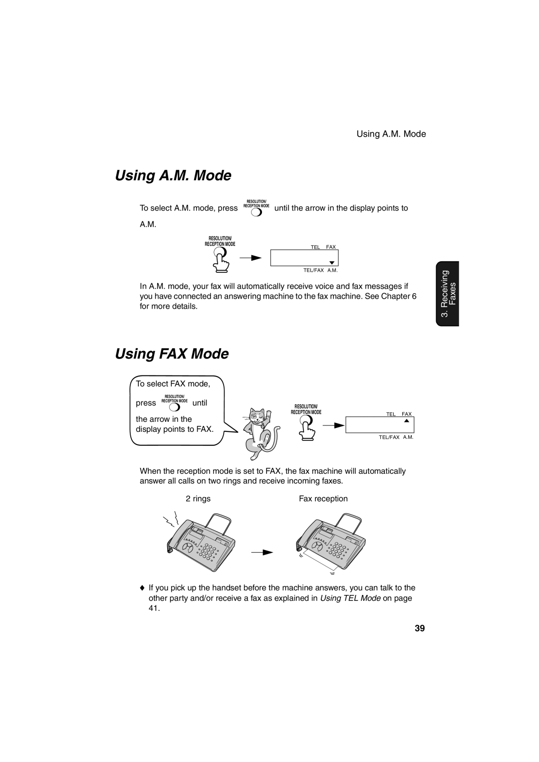 Sharp FO-51, UX-41, UX-61, UX-21, FO-11, GQ-56, FO-71 operation manual Using A.M. Mode, Using FAX Mode 