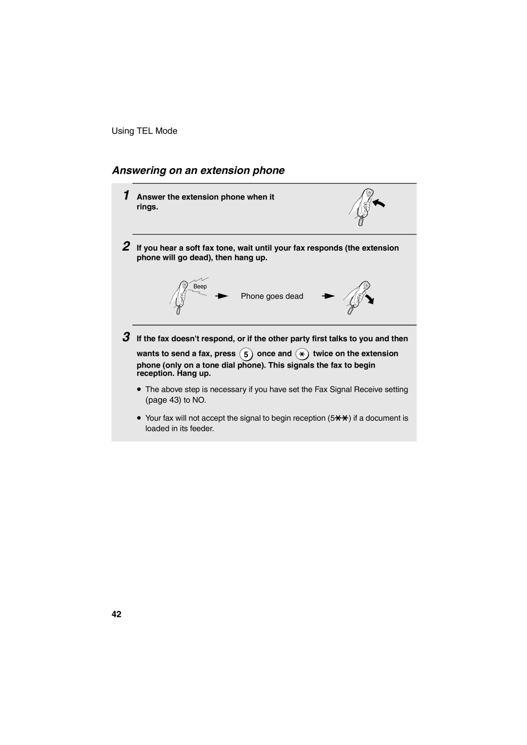 Sharp UX-61, UX-41, UX-21, FO-11, GQ-56, FO-51, FO-71 operation manual Answering on an extension phone 