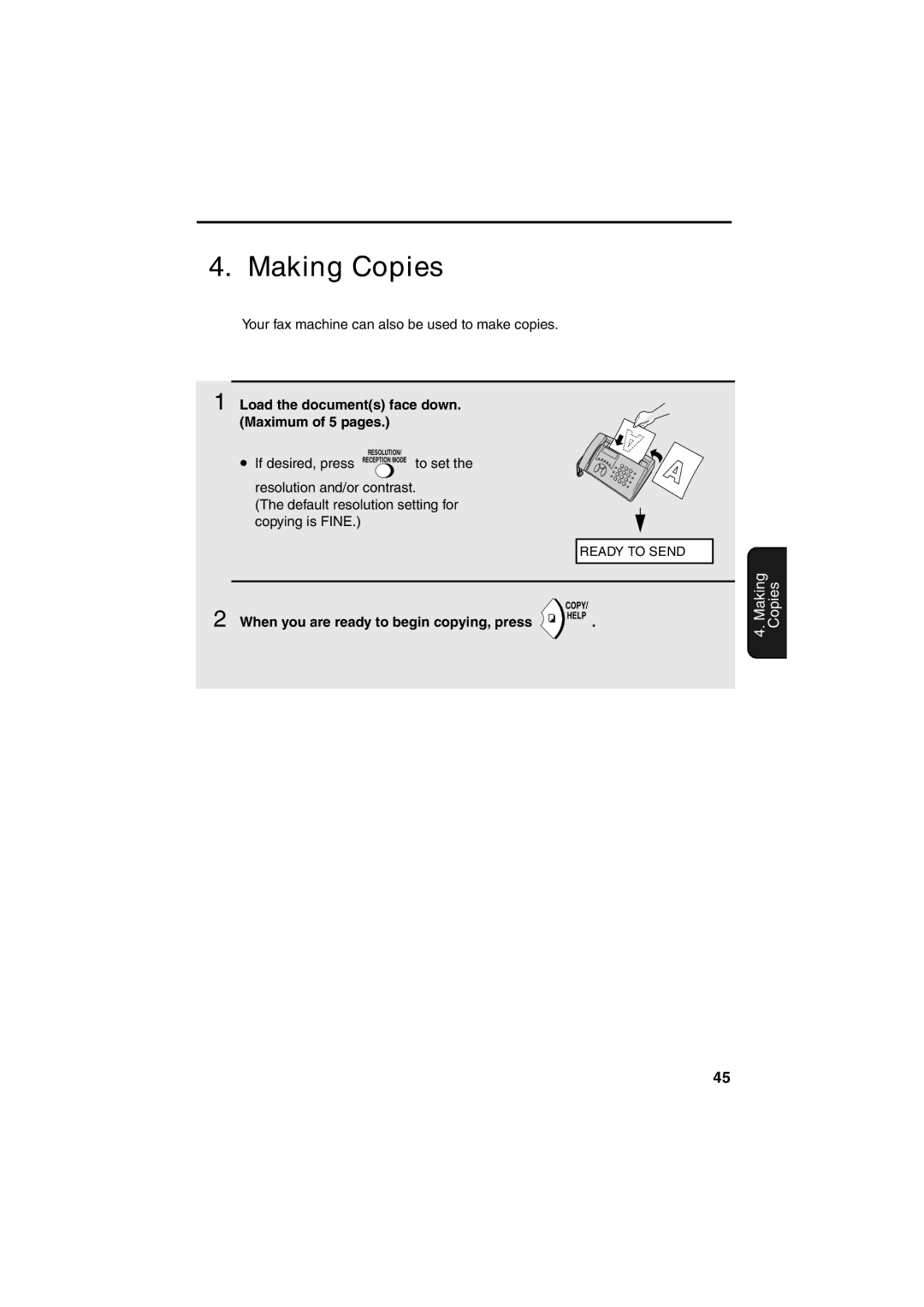 Sharp GQ-56 Making Copies, Load the documents face down. Maximum of 5 pages, When you are ready to begin copying, press 