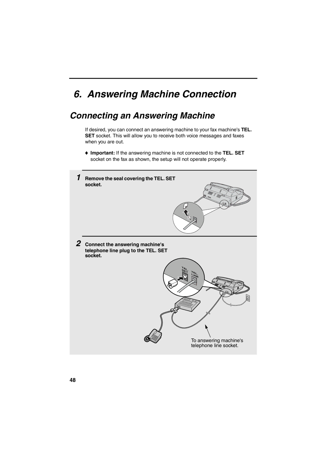 Sharp UX-41, UX-61, UX-21, FO-11, GQ-56, FO-51, FO-71 Answering Machine Connection, Connecting an Answering Machine 