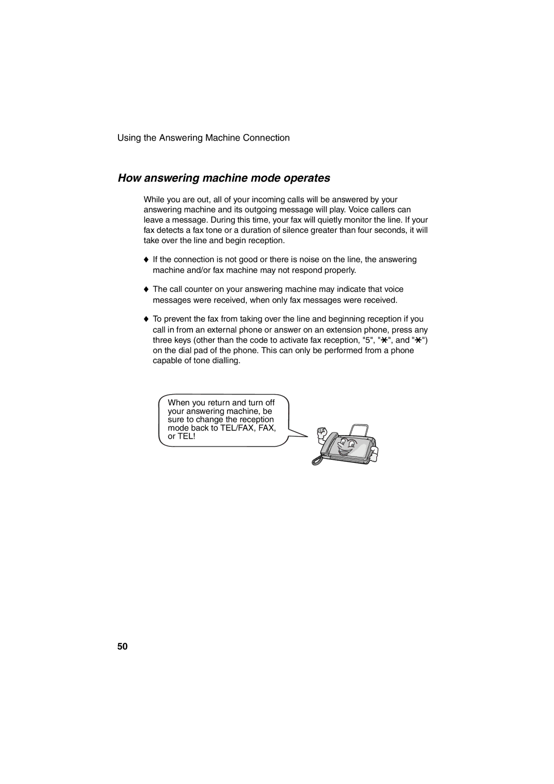 Sharp UX-21, UX-41, UX-61, FO-11, GQ-56, FO-51, FO-71 operation manual How answering machine mode operates 