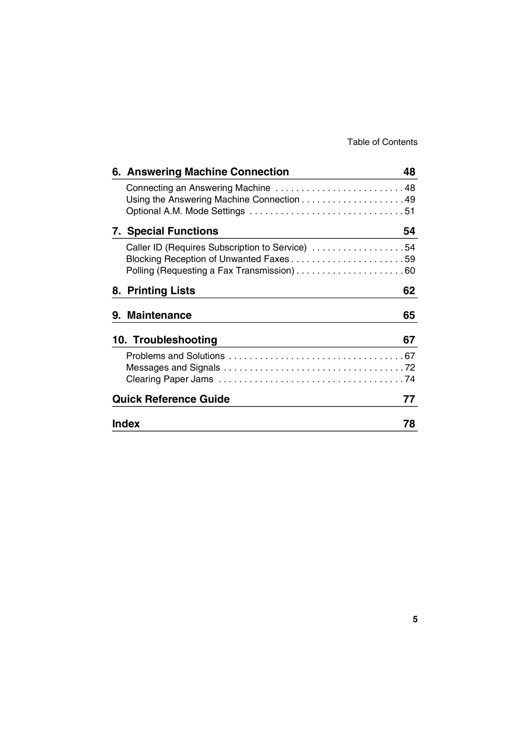 Sharp FO-71, UX-41, UX-61, UX-21, FO-11, GQ-56, FO-51 operation manual Printing Lists Maintenance Troubleshooting 