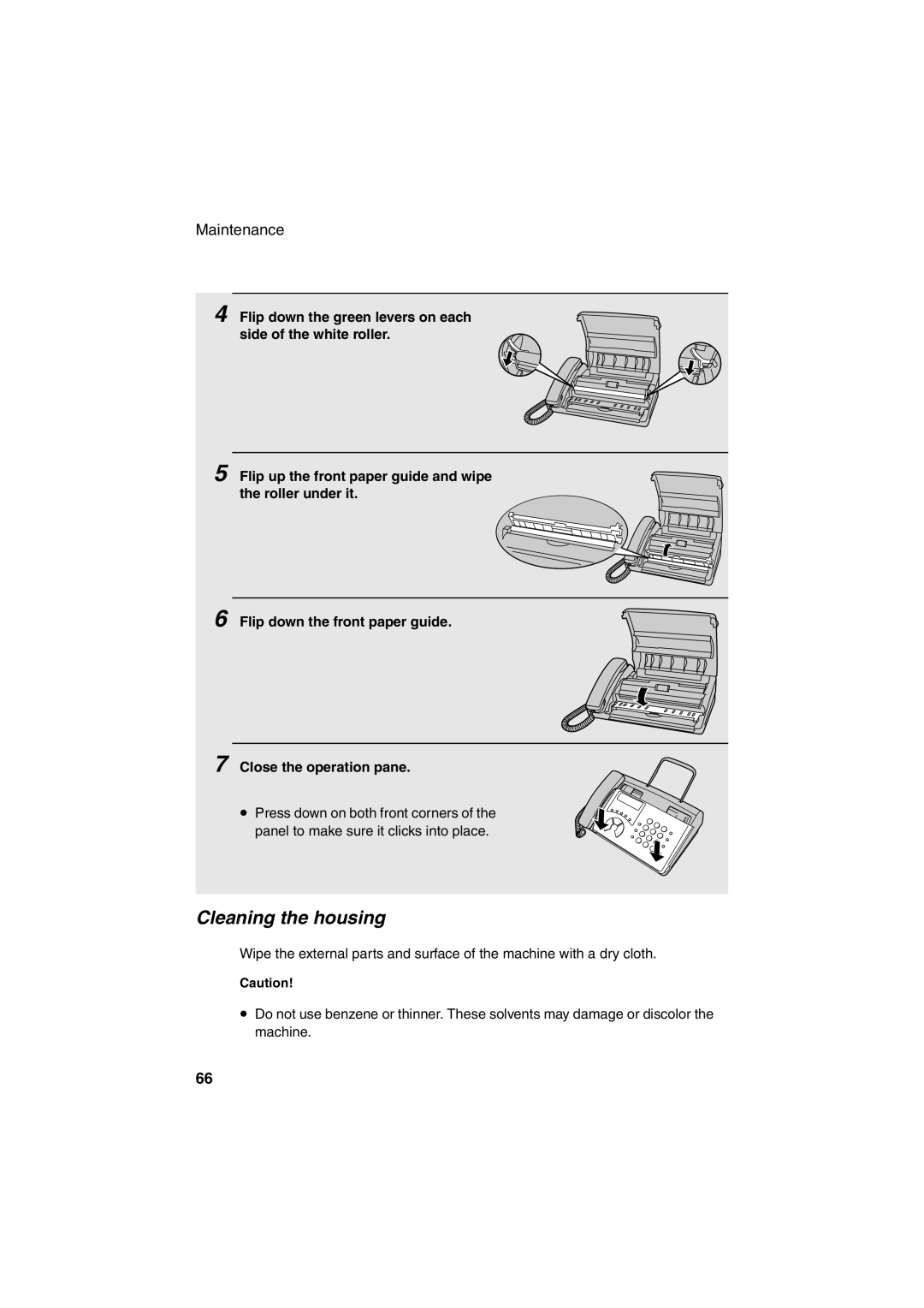 Sharp GQ-56, UX-41, UX-61, UX-21, FO-11, FO-51, FO-71 operation manual Cleaning the housing 