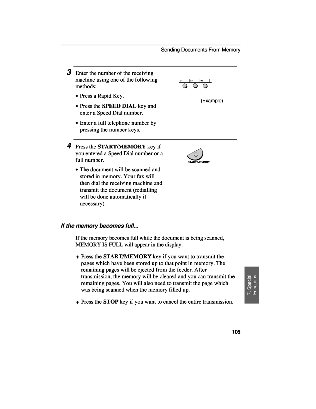 Sharp UX-460 operation manual full number, If the memory becomes full 