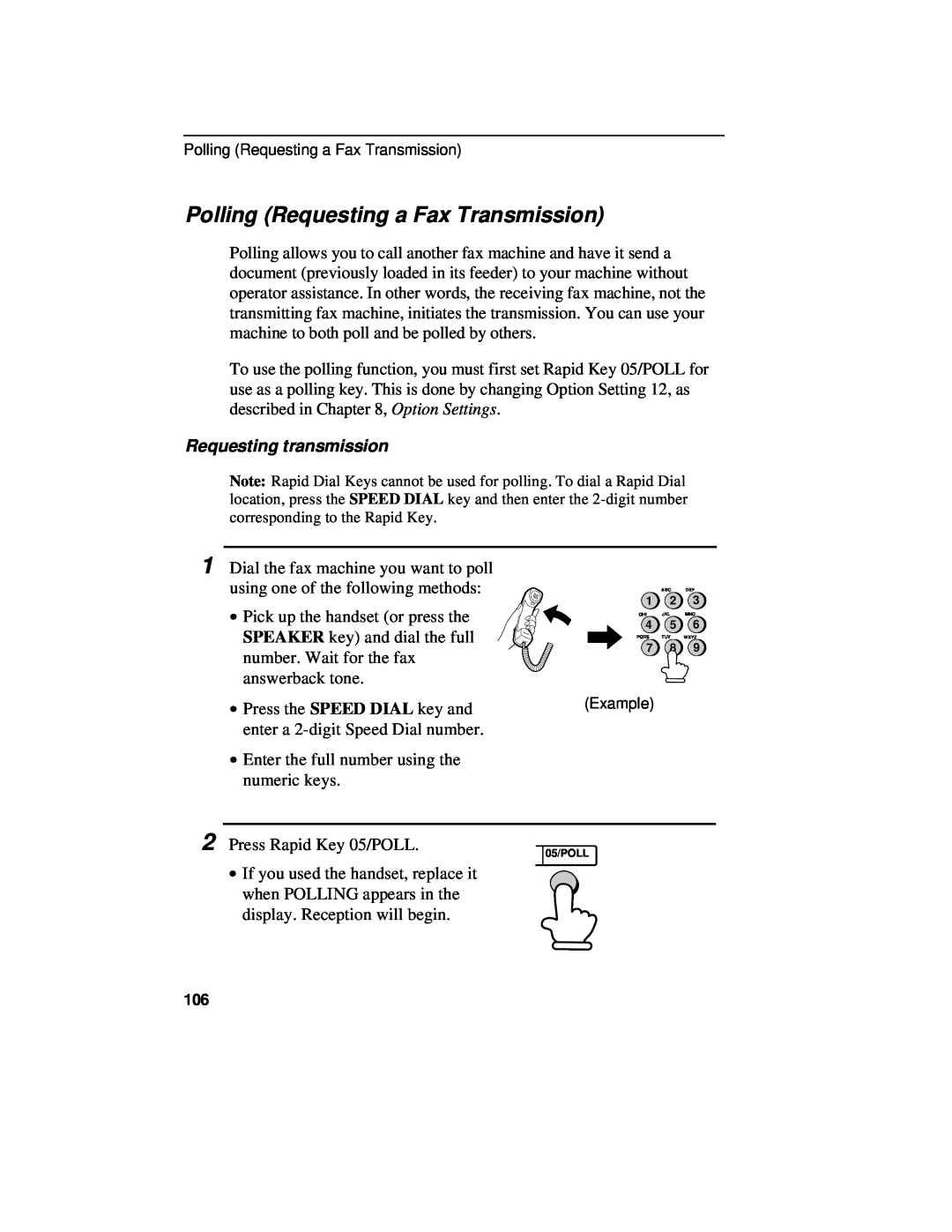 Sharp UX-460 operation manual Polling Requesting a Fax Transmission, Requesting transmission 