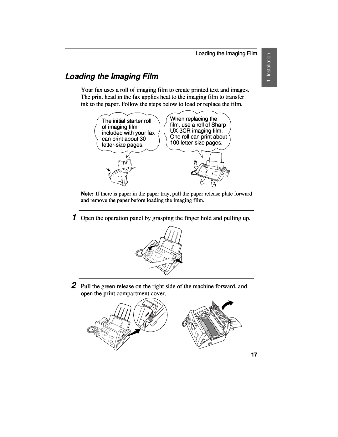 Sharp UX-460 operation manual Loading the Imaging Film 