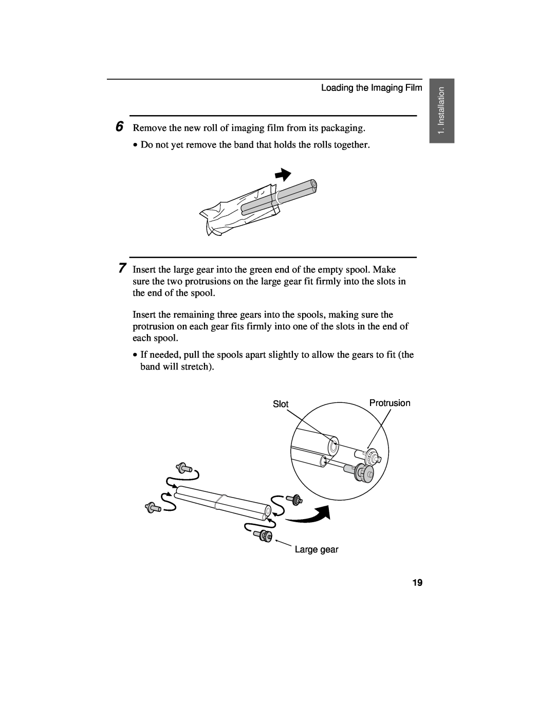 Sharp UX-460 operation manual Remove the new roll of imaging film from its packaging 