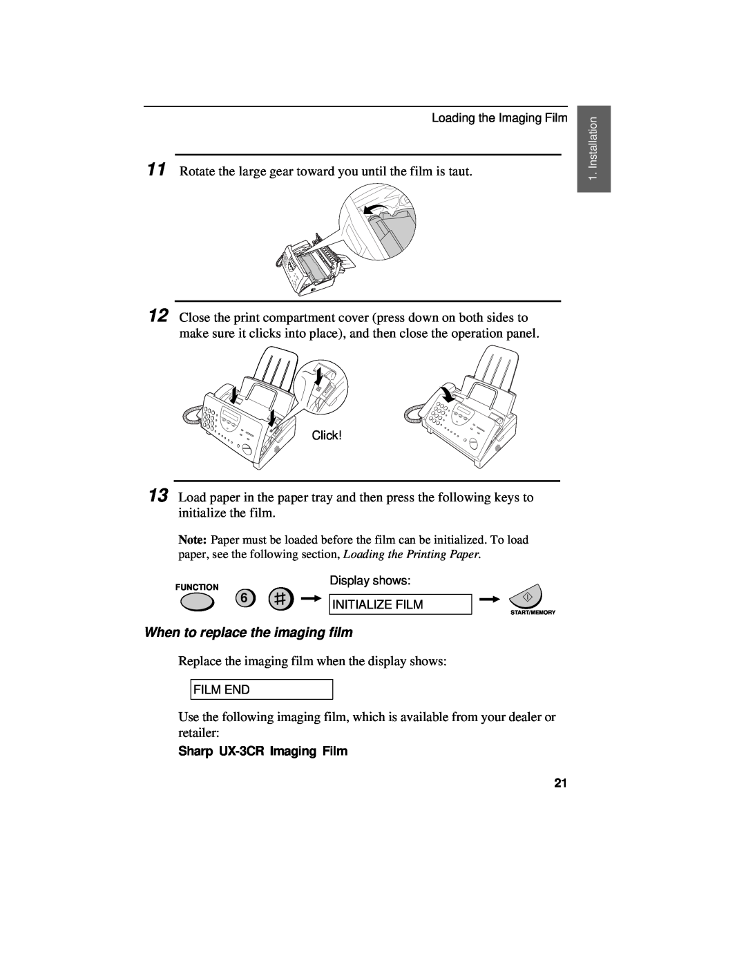 Sharp UX-460 operation manual When to replace the imaging film 