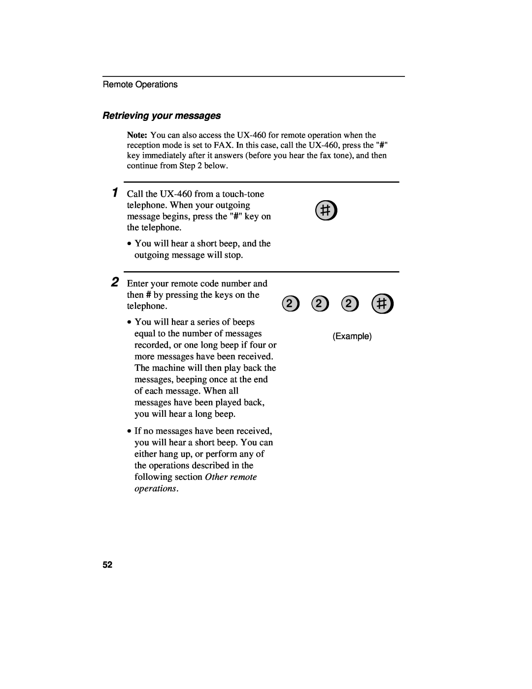 Sharp UX-460 operation manual Retrieving your messages, operations 