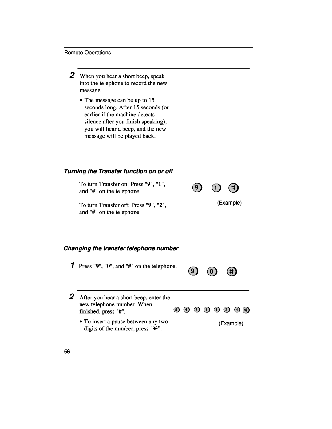 Sharp UX-460 operation manual Turning the Transfer function on or off, Changing the transfer telephone number 