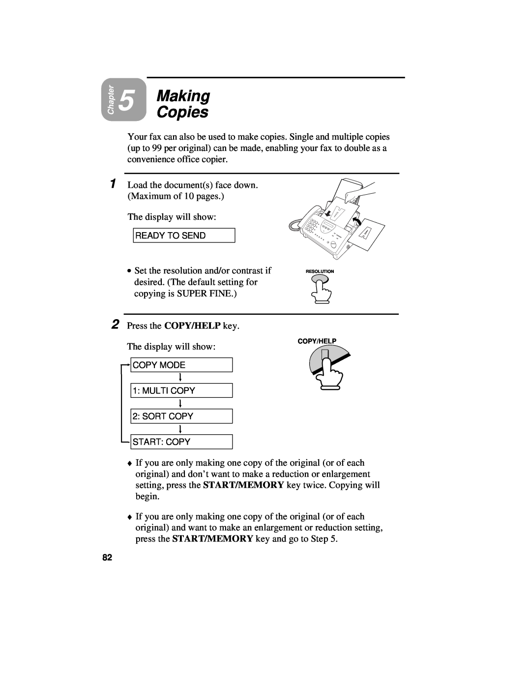 Sharp UX-460 operation manual Making Copies, Copy/Help 