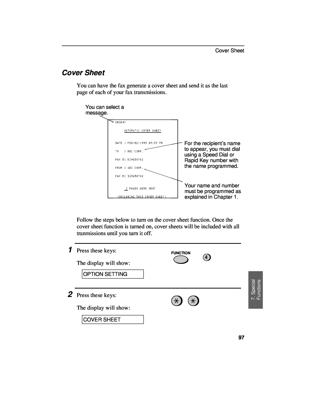 Sharp UX-460 operation manual Cover Sheet 