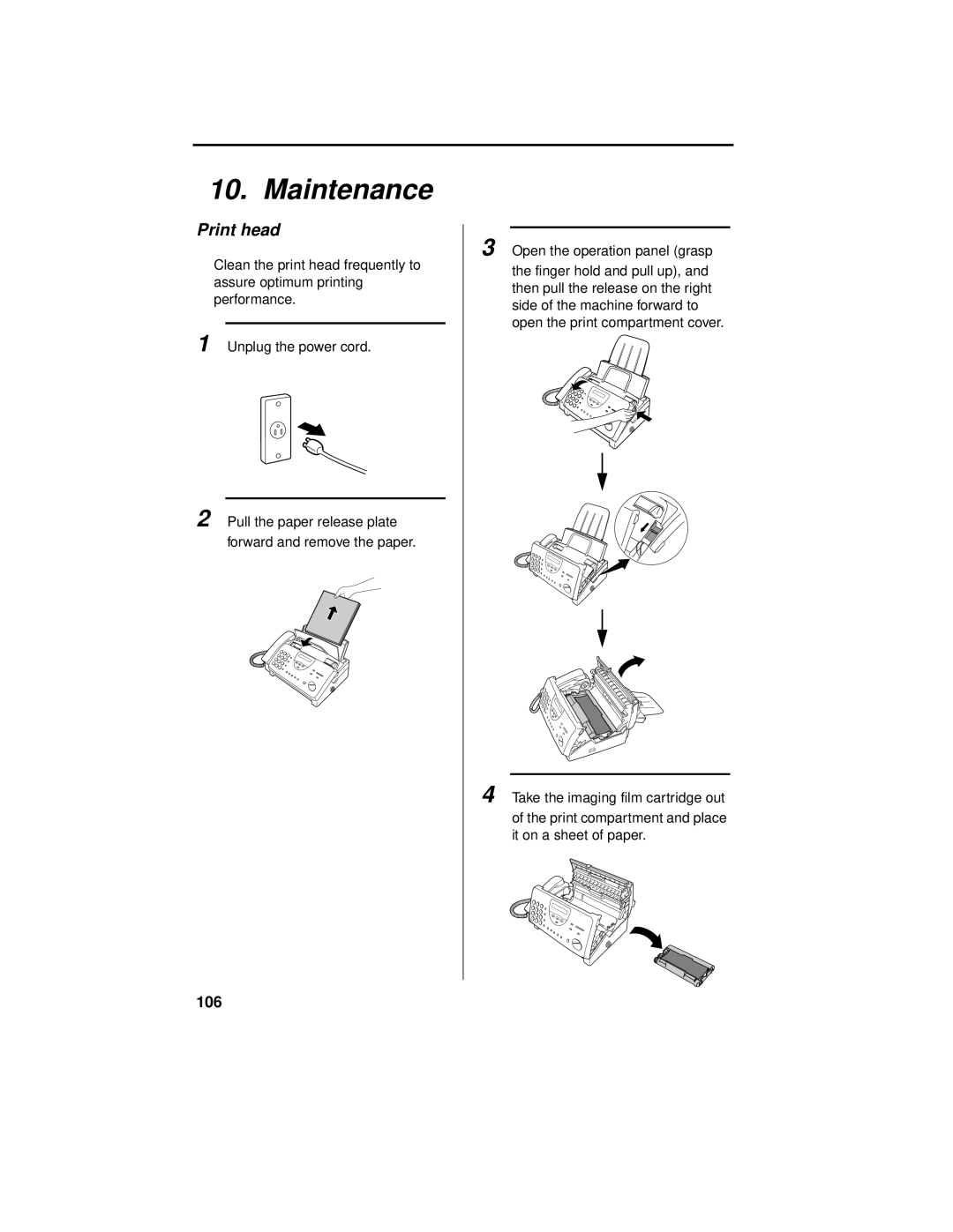 Sharp UX-465L operation manual Maintenance, Print head, 106 