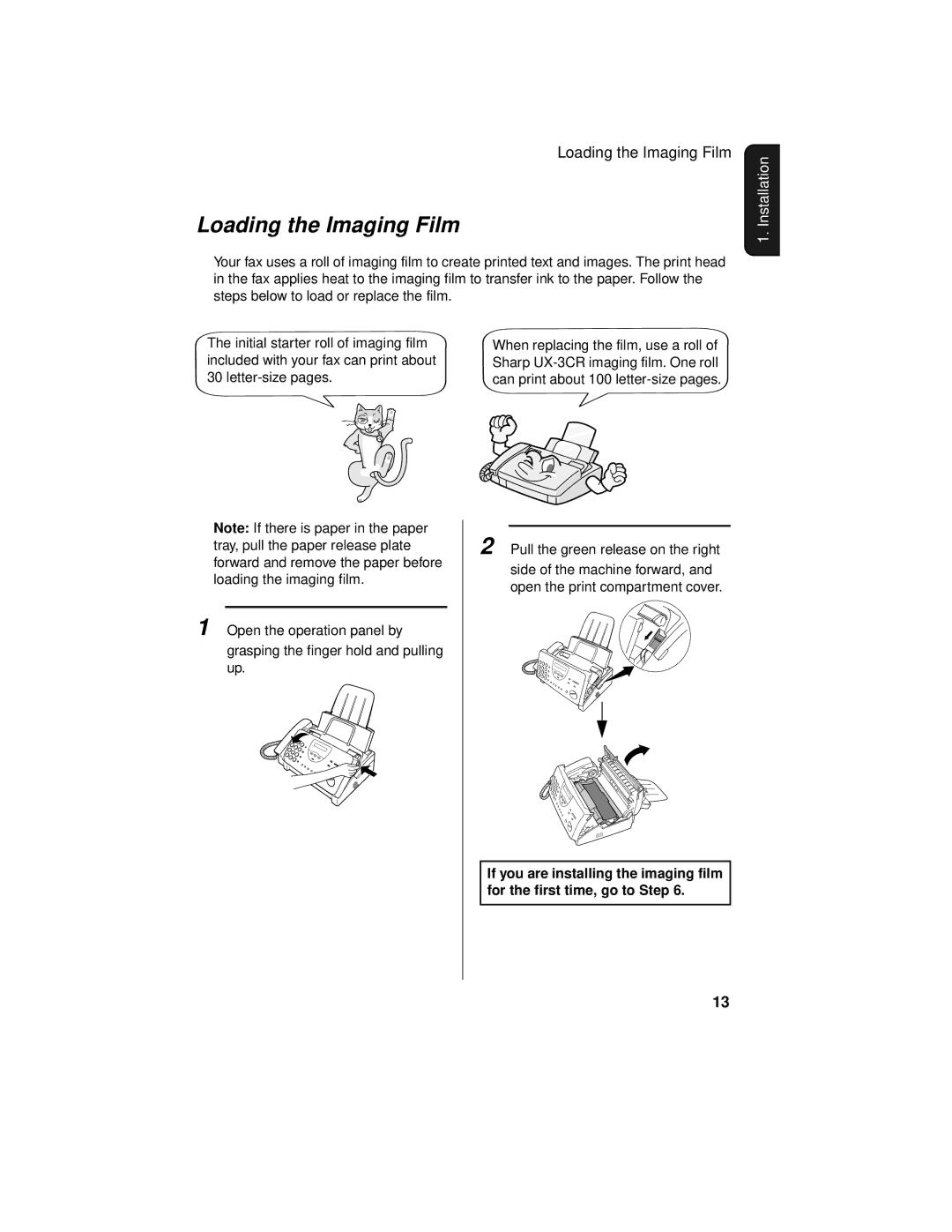 Sharp UX-465L operation manual Loading the Imaging Film 