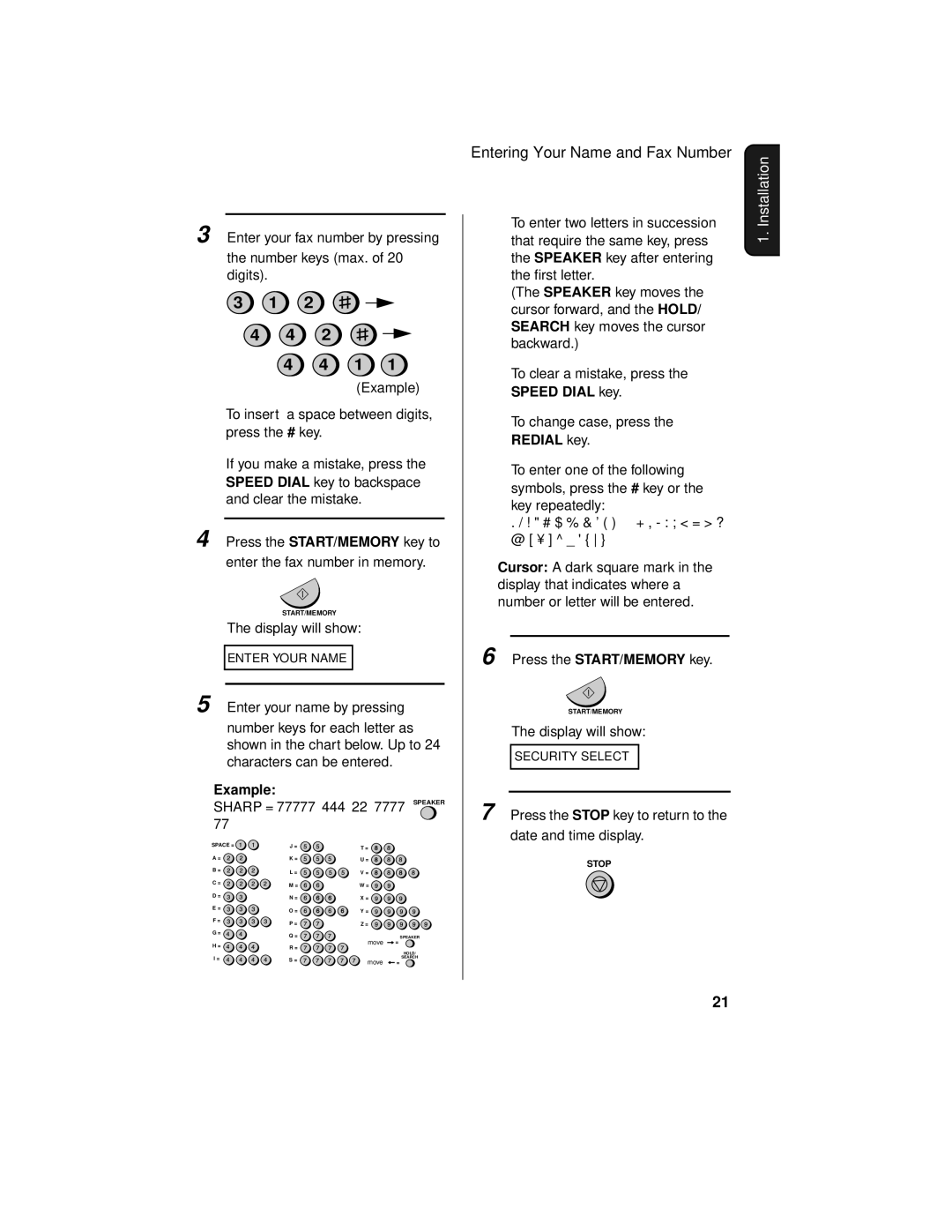 Sharp UX-465L operation manual Example 