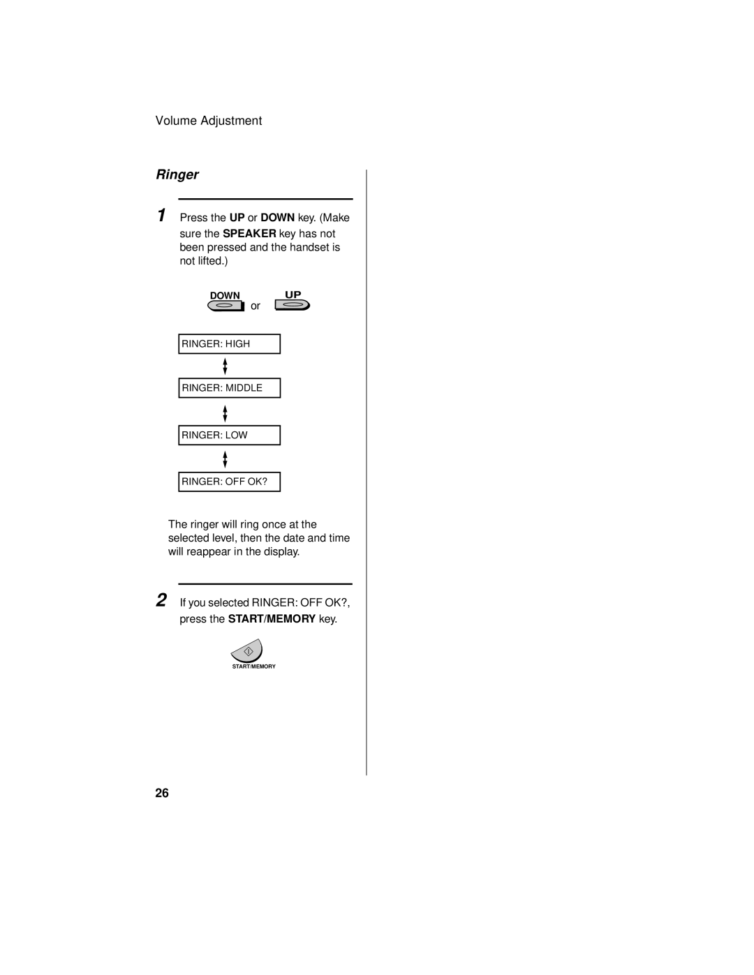 Sharp UX-465L operation manual Ringer 