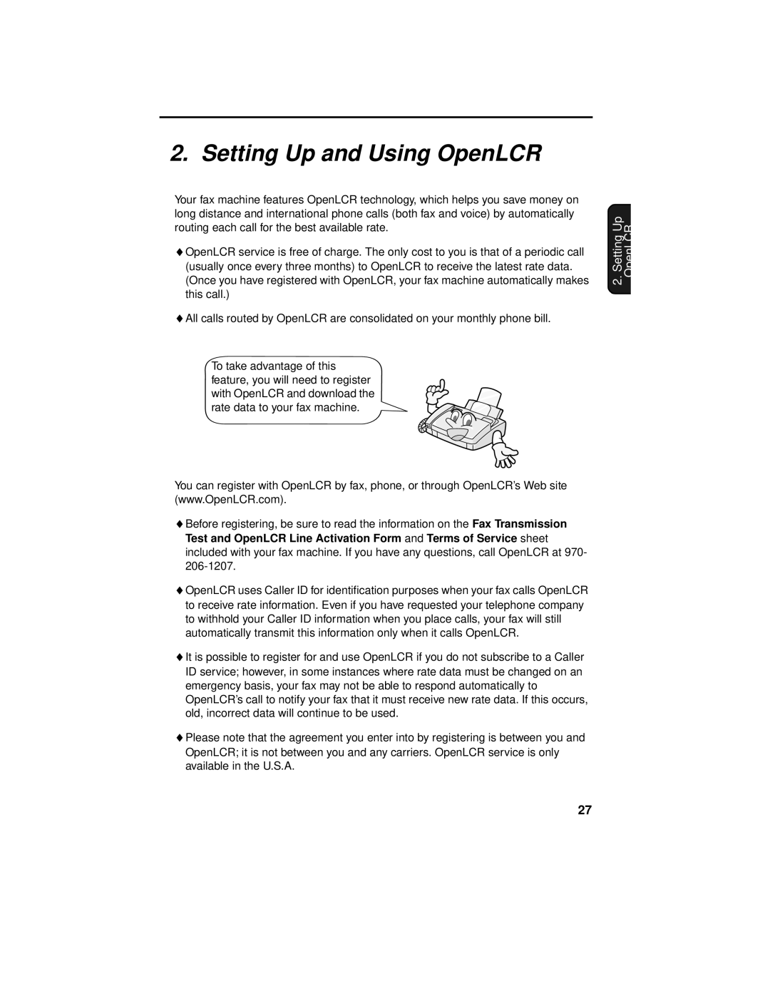 Sharp UX-465L operation manual Setting Up and Using OpenLCR 