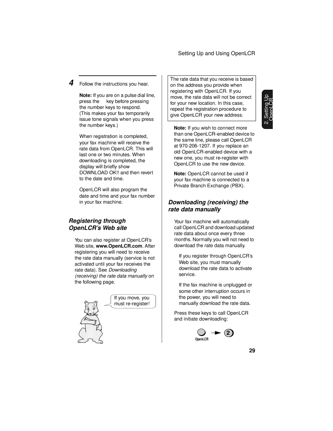 Sharp UX-465L operation manual Registering through OpenLCR’s Web site, Downloading receiving the rate data manually 