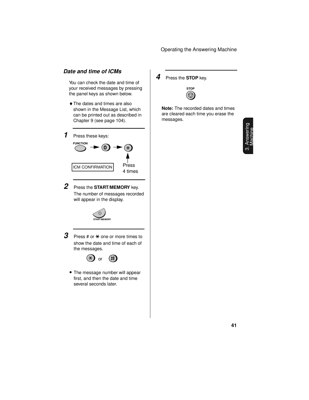 Sharp UX-465L operation manual Date and time of ICMs, Press 