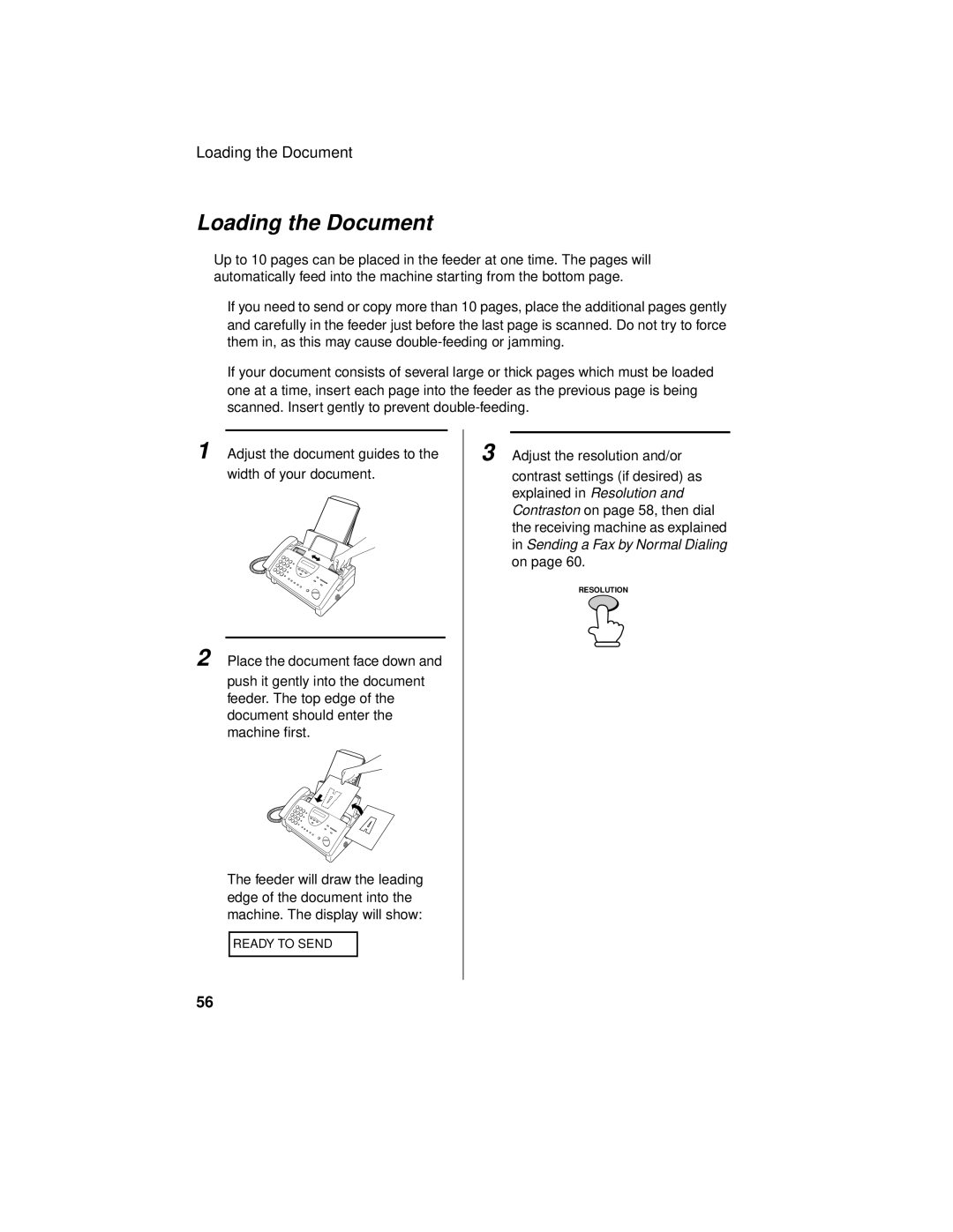 Sharp UX-465L operation manual Loading the Document 