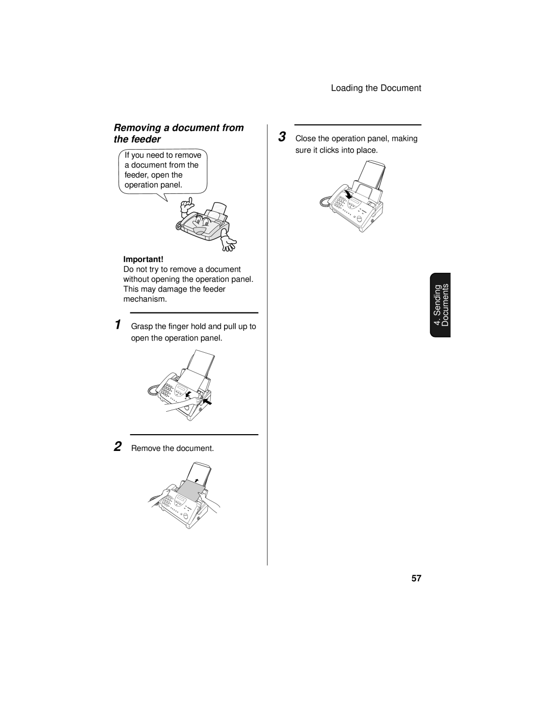 Sharp UX-465L operation manual Removing a document from the feeder 