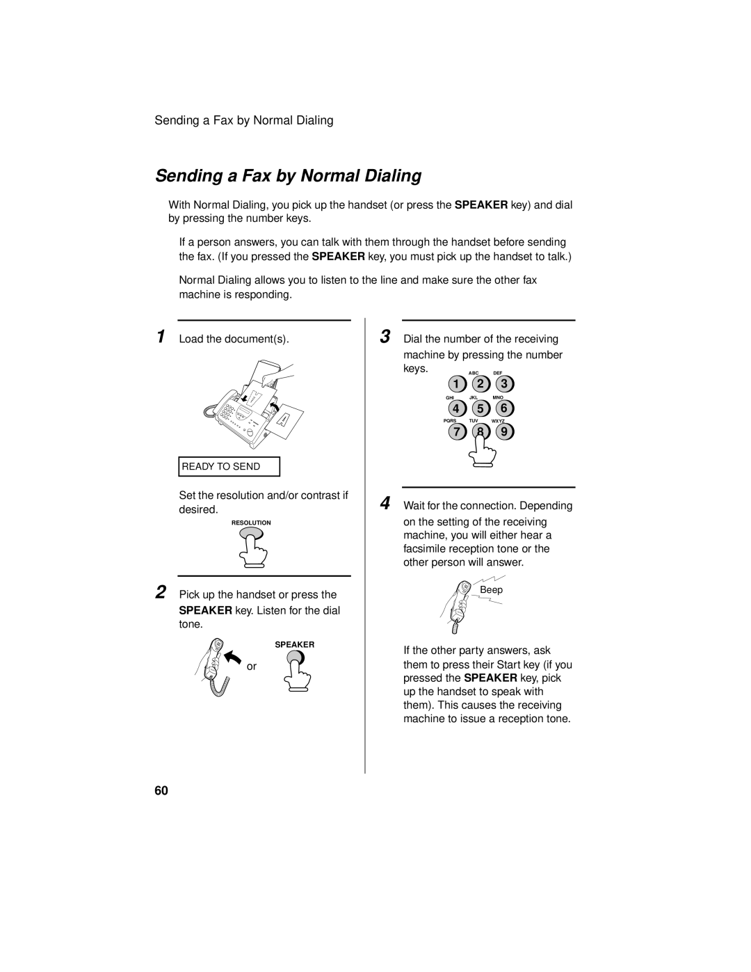 Sharp UX-465L operation manual Sending a Fax by Normal Dialing 