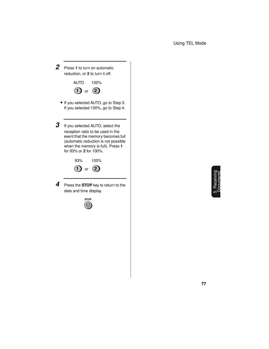 Sharp UX-465L operation manual Receiving Documents 