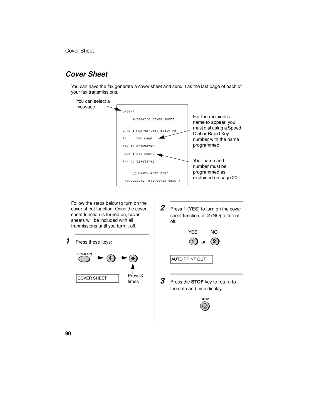 Sharp UX-465L operation manual Cover Sheet 