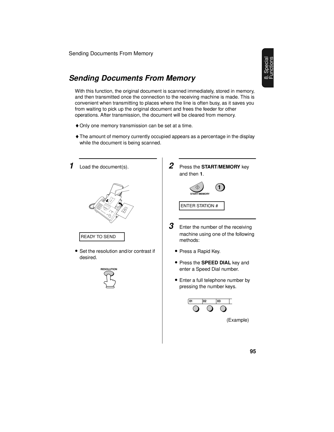 Sharp UX-465L operation manual Sending Documents From Memory 