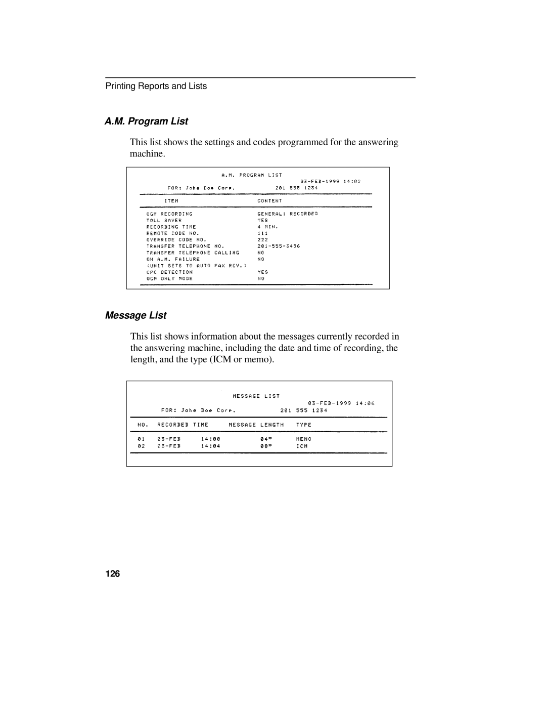 Sharp UX-470 operation manual Program List, Message List, 126 