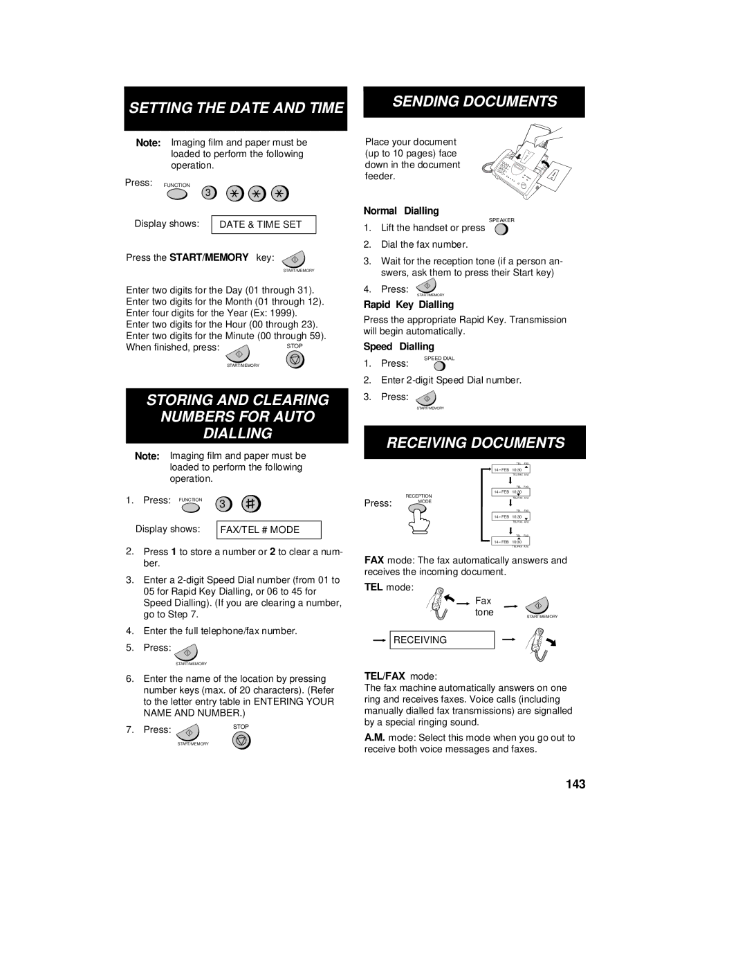 Sharp UX-470 operation manual Sending Documents, 143 