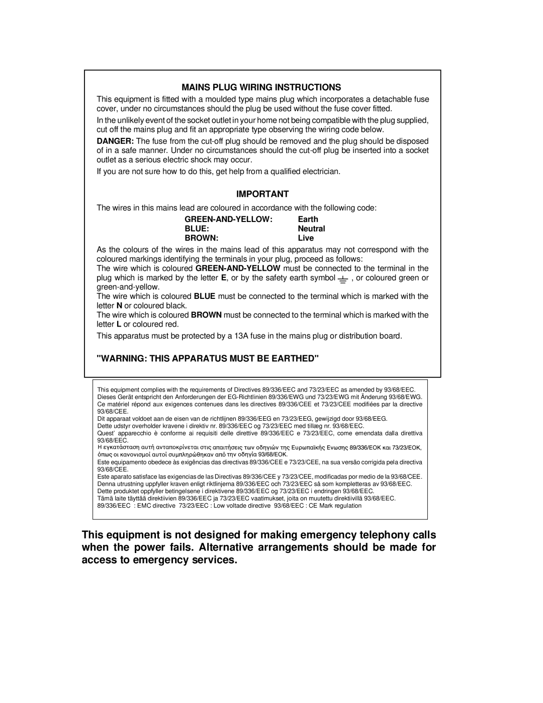 Sharp UX-470 operation manual Mains Plug Wiring Instructions 