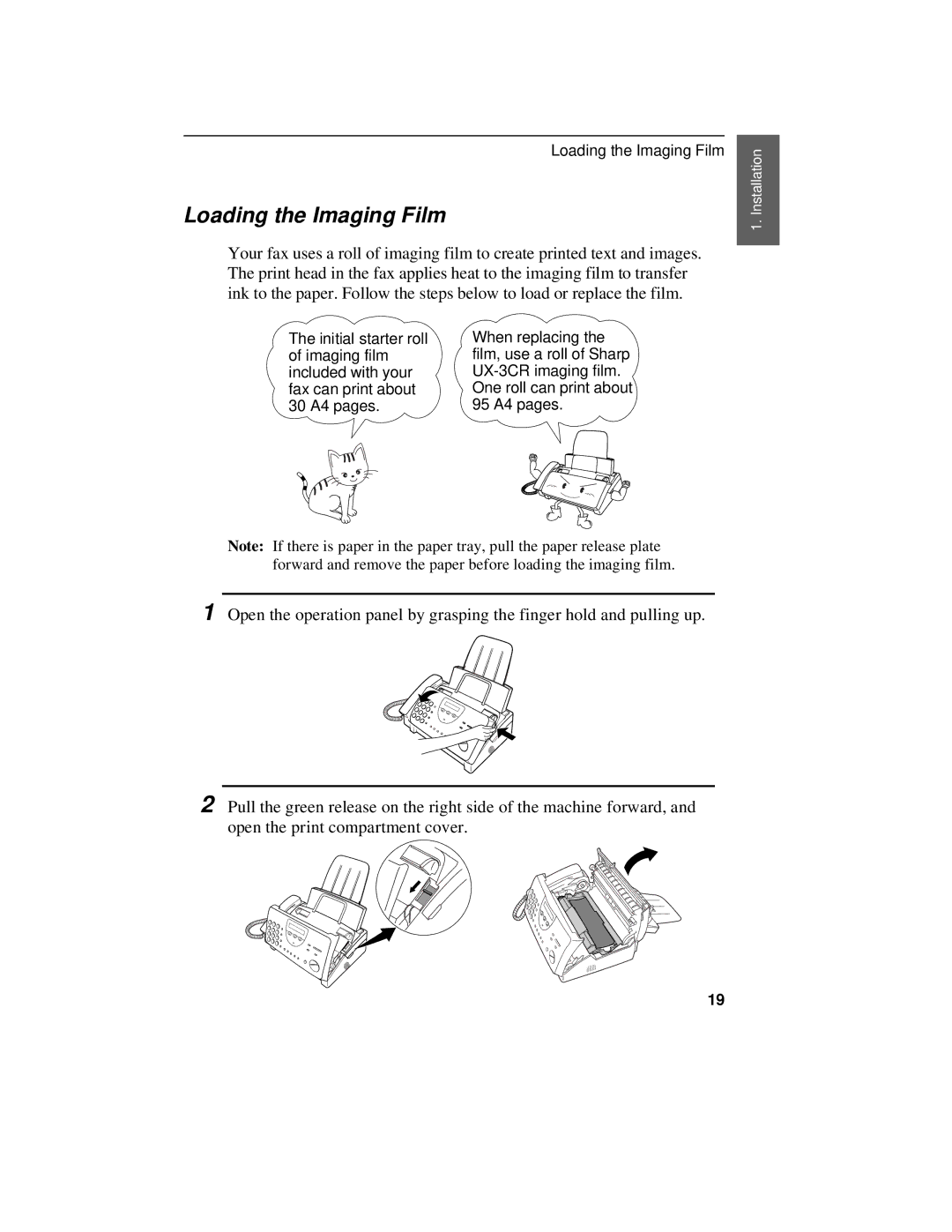 Sharp UX-470 operation manual Loading the Imaging Film 