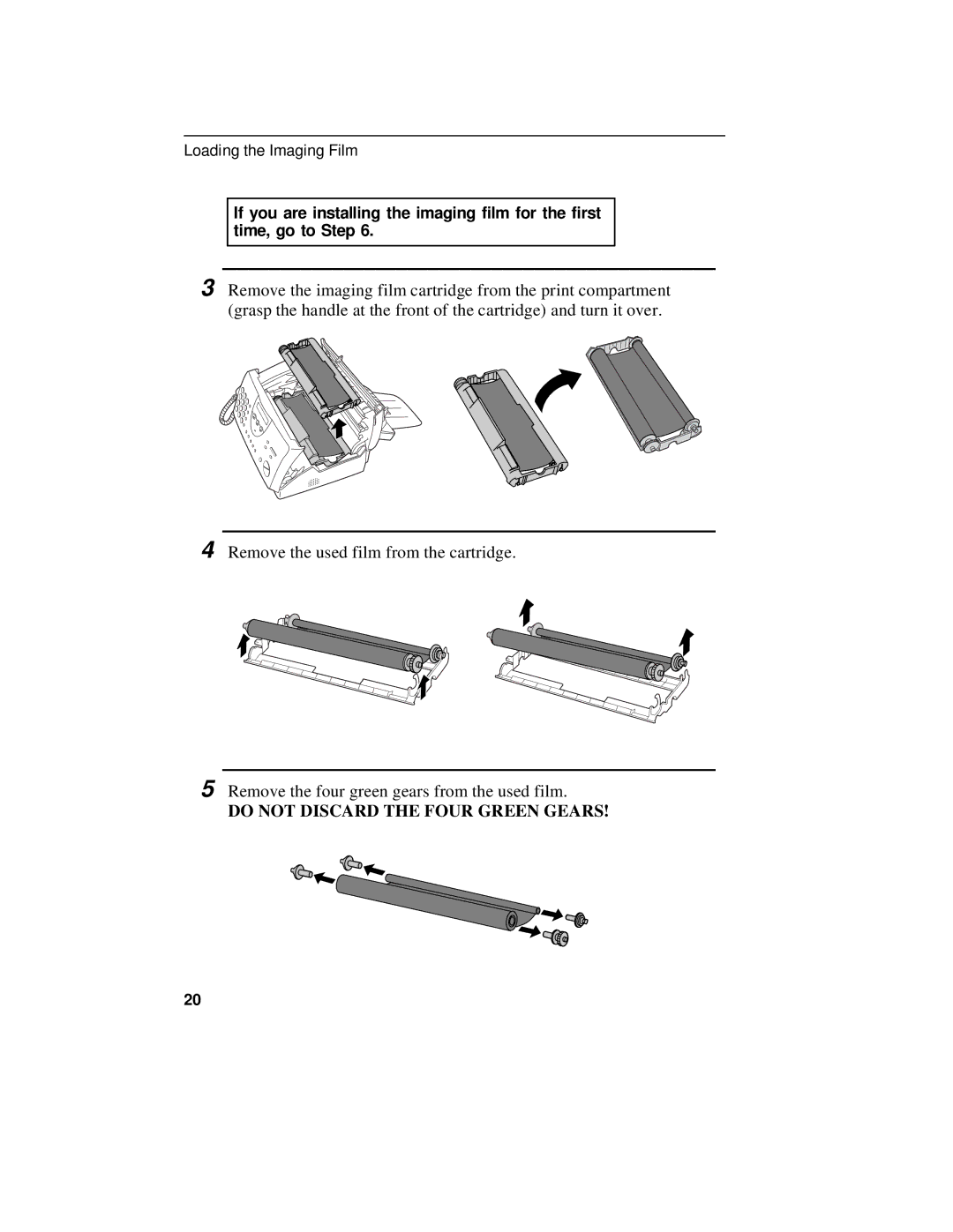 Sharp UX-470 operation manual Do not Discard the Four Green Gears 