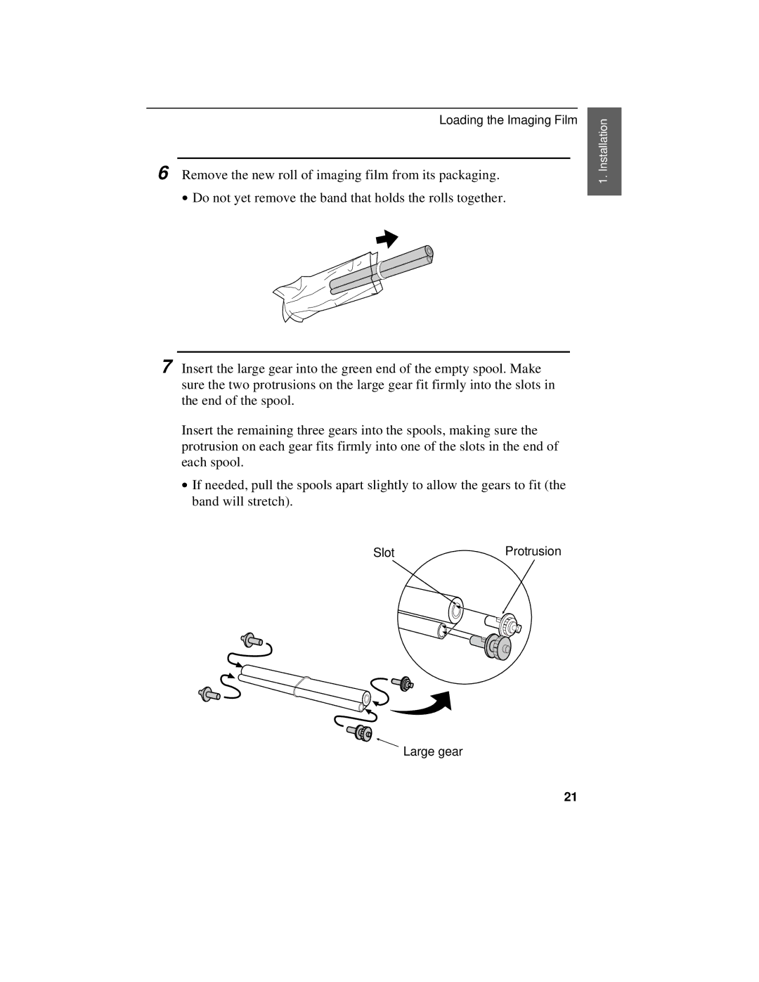 Sharp UX-470 operation manual SlotProtrusion Large gear 