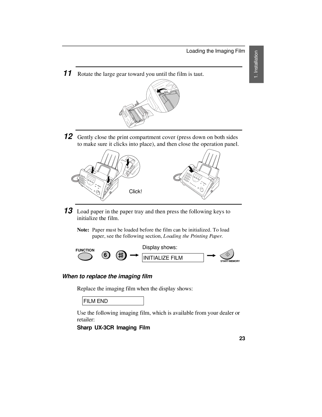 Sharp UX-470 operation manual When to replace the imaging film 