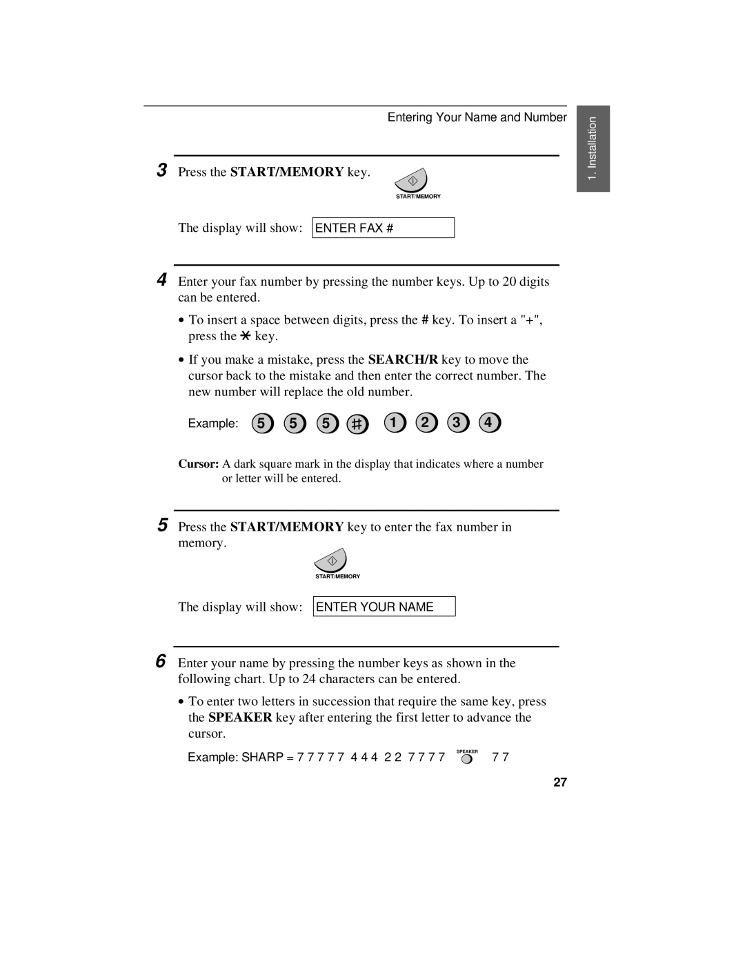 Sharp UX-470 operation manual Example 