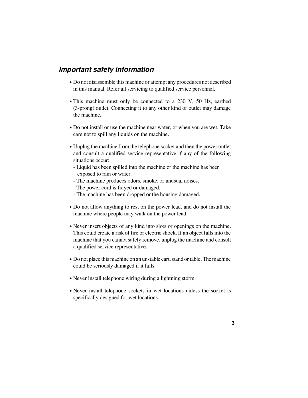 Sharp UX-470 operation manual Important safety information 