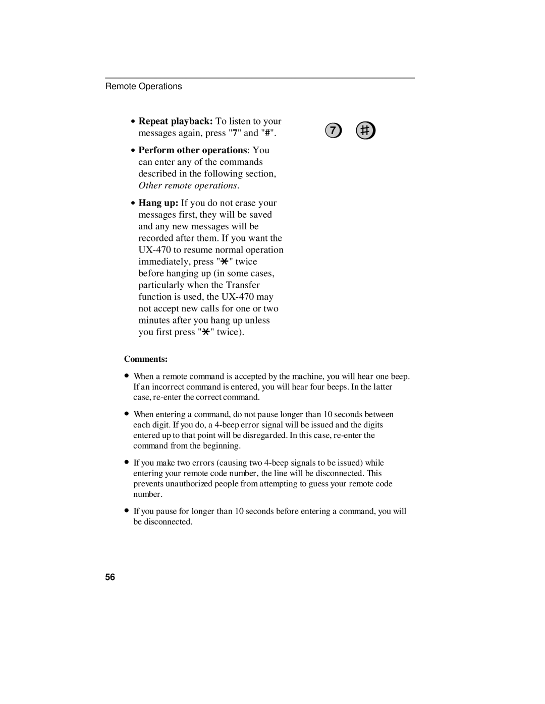 Sharp UX-470 operation manual ∙ Repeat playback To listen to your, Comments 