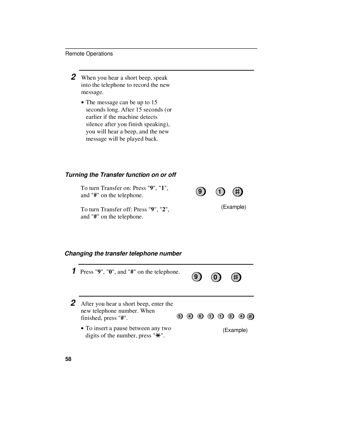 Sharp UX-470 operation manual Turning the Transfer function on or off, Changing the transfer telephone number 