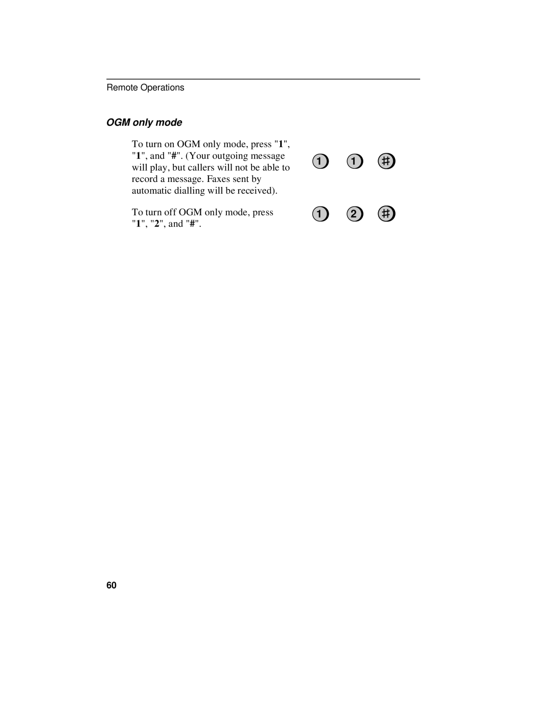 Sharp UX-470 operation manual OGM only mode 