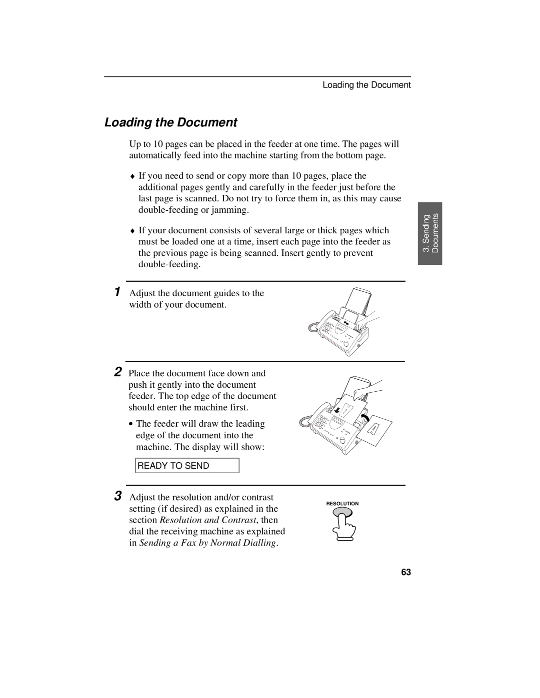 Sharp UX-470 operation manual Loading the Document 